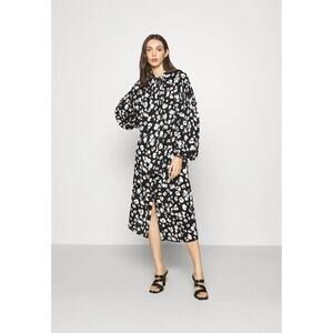 Ted Baker London Wilmy Black White Floral Crepe Shirtdress Midi Sz 3 US 8 NWT